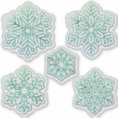 Schneeflocken Iridescent Winter Green Aufkleber (Vorderseite)