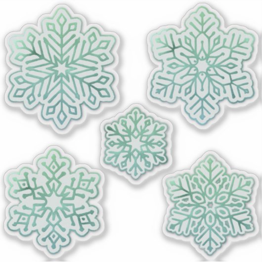 Schneeflocken Iridescent Winter Green Aufkleber (Vorderseite)
