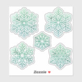 Schneeflocken Iridescent Winter Green Aufkleber (Blatt)