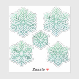 Schneeflocken Iridescent Winter Green Aufkleber