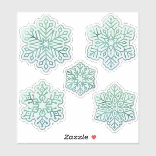 Schneeflocken Iridescent Winter Green Aufkleber (Blatt)