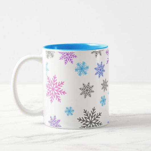 Schneeflocken Kaffee-Tasse Zweifarbige Tasse (Links)