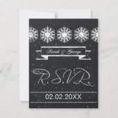 Schneeflocken Kalkboard Winterhochzeit UAWG RSVP Karte (Vorderseite)