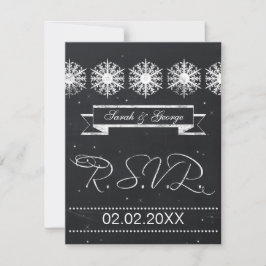Schneeflocken Kalkboard Winterhochzeit UAWG RSVP Karte