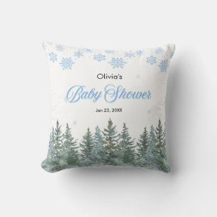 Schneeflocken Kiefern Winter Baby Shower  Kissen