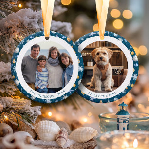Schneeflocken & Kinderheime Weihnachten 2 Fotos Keramik Ornament