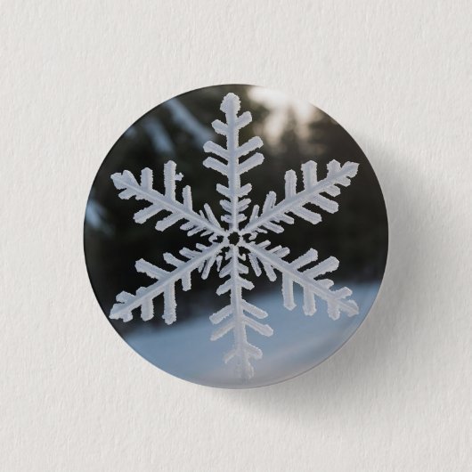 Schneeflocken-Knopf Button (Vorderseite)