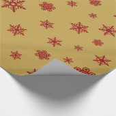 Schneeflocken kopieren Rot auf Gold Geschenkpapier (Ecke)