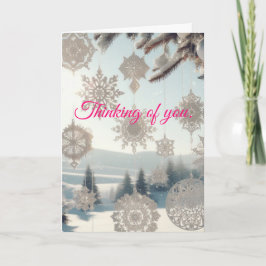 Schneeflocken & Landschaftsweihnachtskarte Feiertagskarte