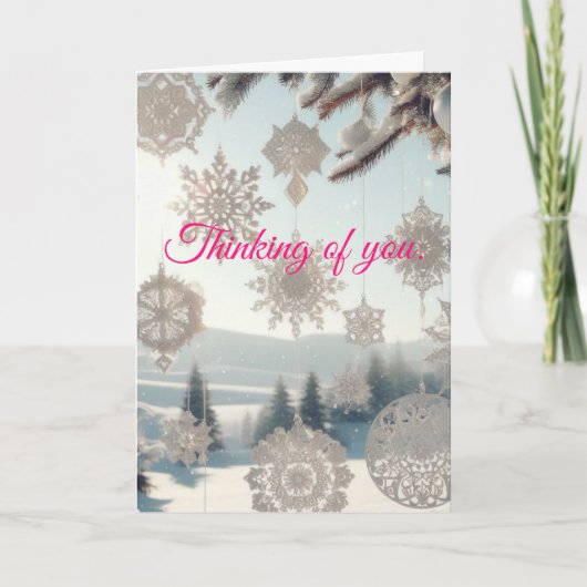 Schneeflocken & Landschaftsweihnachtskarte Feiertagskarte (Vorderseite)