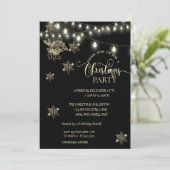 Schneeflocken, Lichter, Glockengebäck Weihnachten  Einladung (Stehend Vorderseite)