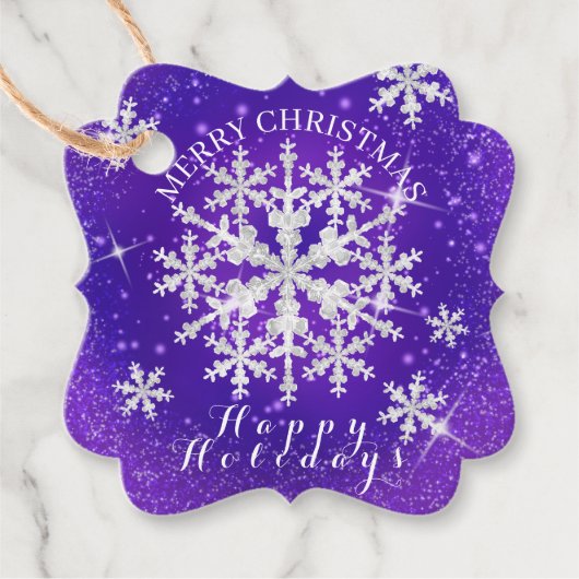 Schneeflocken Lila Geschenkanhänger (Vorderseite)