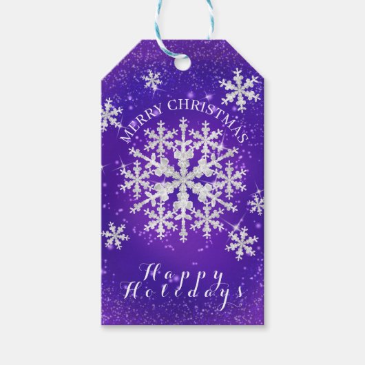 Schneeflocken Lila Geschenkanhänger (Vorderseite)