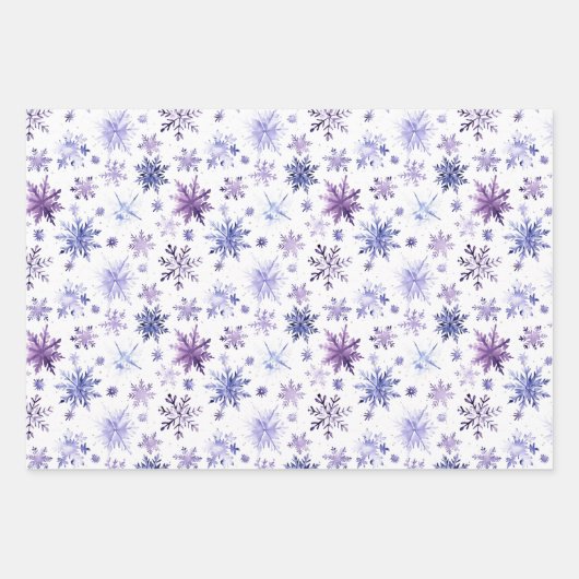 Schneeflocken lila geschenkpapier set (Vorderseite 2)