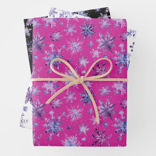 Schneeflocken lila geschenkpapier set (Beispiel)