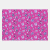 Schneeflocken lila geschenkpapier set (Vorderseite)