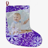 Schneeflocken Lila Großer Weihnachtsstrumpf (Vorderseite)