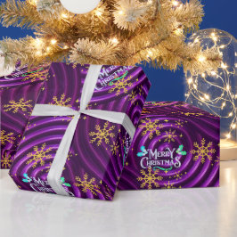 Schneeflocken Lila Metallische Wirbel Geschenkpapi Geschenkpapier