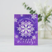 Schneeflocken Lila Postkarte (Stehend Vorderseite)