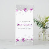 Schneeflocken lila & sternengrau Hochzeitsprogramm Programm (Stehend Vorderseite)