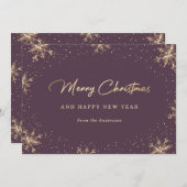 Schneeflocken, Lila und Goldschneeflocken Feiertagskarte (Vorne/Hinten)