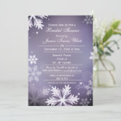Schneeflocken Lila Winter Brautparty einladen Einladung (Stehend Vorderseite)