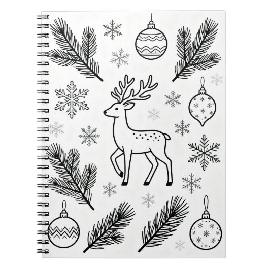Schneeflocken Line Art Notizbuch Notizblock (Vorderseite)