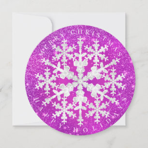 Schneeflocken Magenta White Feiertagskarte