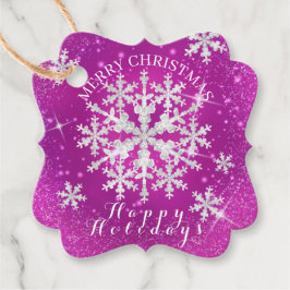 Schneeflocken Magenta White Geschenkanhänger