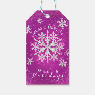 Schneeflocken Magenta White Geschenkanhänger