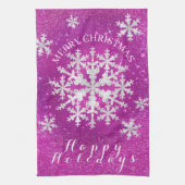 Schneeflocken Magenta White Geschirrtuch (Vertikal)