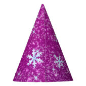Schneeflocken Magenta White Partyhütchen (Rückseite)