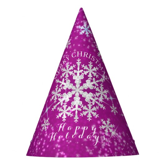 Schneeflocken Magenta White Partyhütchen (Vorderseite)