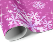 Schneeflocken Magenta Wrapping Paper Geschenkpapier (Rolleneckpunkt)