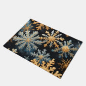 Schneeflocken Magie Weihnachten Schwarzes Gold Bla Fußmatte (Schrägansicht)