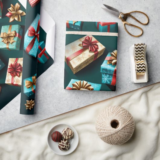 Schneeflocken Magie Weihnachten Schwarzes Gold Bla Geschenkpapier (Basteln)