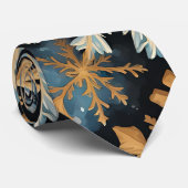 Schneeflocken Magie Weihnachten Schwarzes Gold Bla Krawatte (Gerollt)