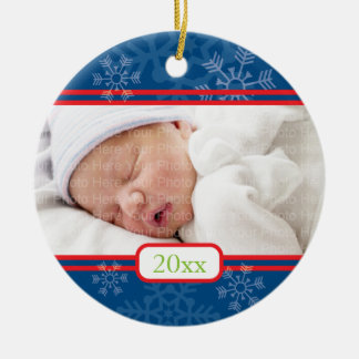 Schneeflocken: Marine-Blau Keramikornament