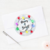 Schneeflocken "Merry & Bright" Weihnachten Runder Aufkleber (Umschlag)