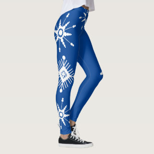 Schneeflocken Mischen Geometrisches Blau  Leggings