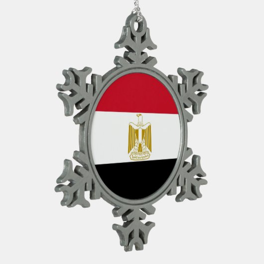Schneeflocken mit ägyptischer Flagge Schneeflocken Zinn-Ornament (Links)