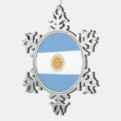 Schneeflocken mit argentinischer Flagge Schneeflocken Zinn-Ornament (Rechts)
