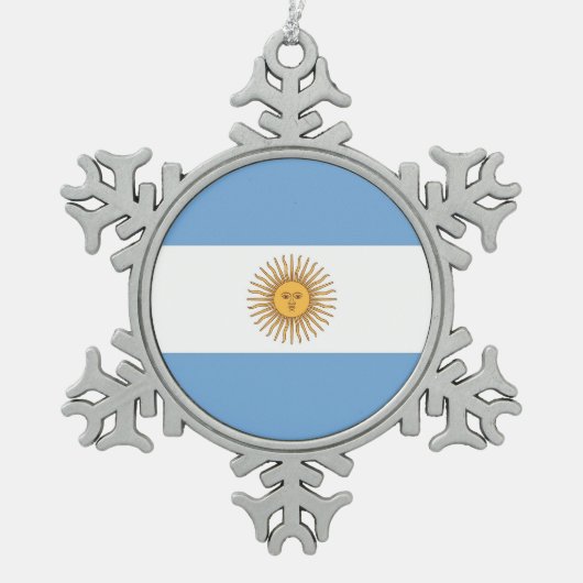Schneeflocken mit argentinischer Flagge Schneeflocken Zinn-Ornament (Vorderseite)
