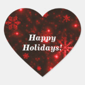 Schneeflocken mit Aufklebern für tiefrote Hintergr Herz-Aufkleber (Vorderseite)