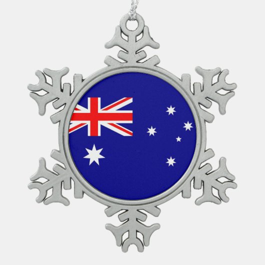 Schneeflocken mit australischer Flagge Zinn-Ornament (Vorderseite)