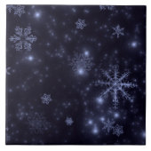 Schneeflocken mit blauem Hintergrund Fliese (Vorderseite)