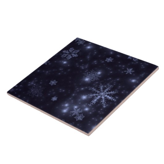 Schneeflocken mit blauem Hintergrund Fliese (Seite)
