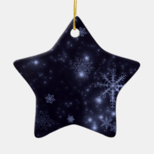 Schneeflocken mit blauem Hintergrund Keramik Ornament