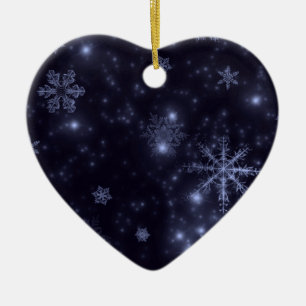 Schneeflocken mit blauem Hintergrund Keramikornament