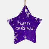 Schneeflocken mit blauem Hintergrund Keramikornament (Rechts)